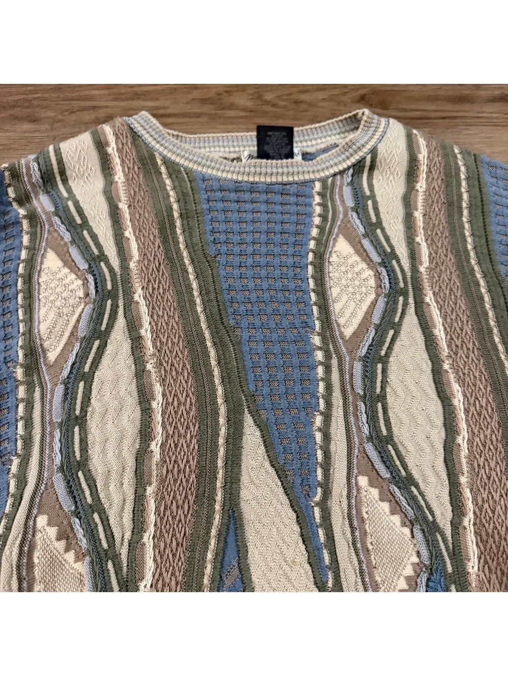 Vtg Norm Thompson 3D Knit Coogi Style Sweater XL Cotton